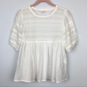 The Korner Lace Gauze Boho Babydoll Peasant Blouse